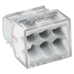 Bizline Christa'l Mini Push-in Wire Connector 6 Way 24A for up to 2.5mm Cables - Grey - Pack of 100