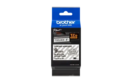 Brother Pro Tape Tze-S121 Strong Adhesive Tape Black On Clear 9mm - Image 3