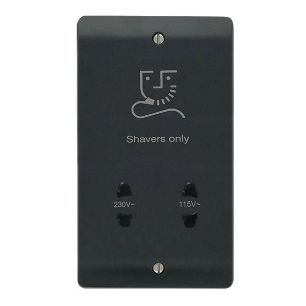 Anthracite Grey Rounded Profile 115V/230V Dual Voltage Shaver Socket Outlet - Image 3