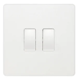 BG Evolve PCDCL42W 2 Gang 2 Way Switch 20A Pearlescent White