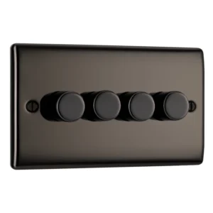 Nexus Metal Black Nickel Push Type 4 Gang 2 Way Push Type Trailing Edge 200W Dimmer Switch