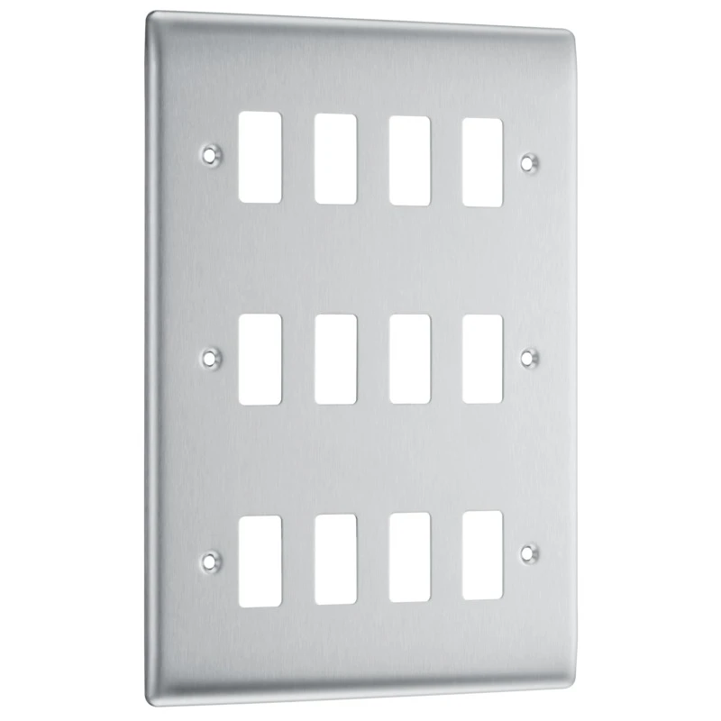 BG Nexus Metal Brushed Steel 12 Module Front Plate