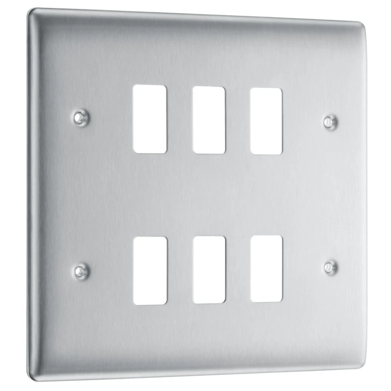 BG Nexus Metal Brushed Steel 6 Module Front Plate - Image 3