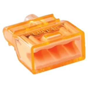 Bizline Christa'l Mini Push-in Wire Connector 3 Way 24A for up to 2.5mm Cables - Orange - Pack of 100