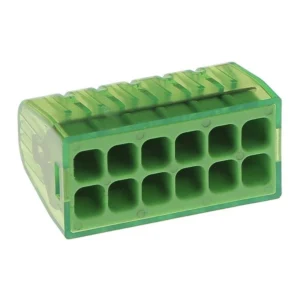 Bizline Christa'l Push-in Wire Connector 12 Way 24A for upto 2.5mm Cables - Green - Pack of 25