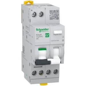 Arc Fault Detection RCBO Easy9 Vigiarc 1 Pole + Neutral 6A B Curve 30Ma A-Si Type 6000A
