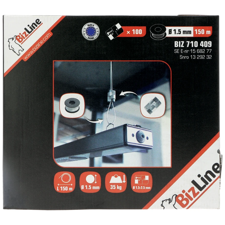 Bizline Suspension Kit Wire Rope 1.5 x 150m and 100 Locks