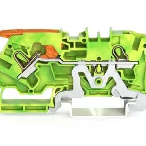 Wago 2-Conductor Ground Terminal Block With Lever And Push-In Cage Clamp 4mm With Test Port Side And Center Marking For Din-Rail 35 X 15 And 35 X 7.5 Push-In Cage Clamp 4,00 Mm Green-Yellow