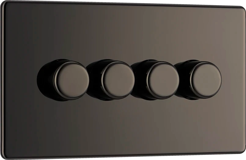 Black Nickel Quadruple 2 Way Push 200W Dimmer - Image 2