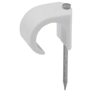 Bizline Nail In Round Cable Clip White 8-12mm Dia 35mm Long Nail - 100 Pack