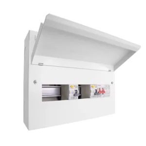 16 Way Unit with 100A Mains Switch + 2 x 80A 30mA RCD + 2 Pole SPD (4+4 Free Ways)