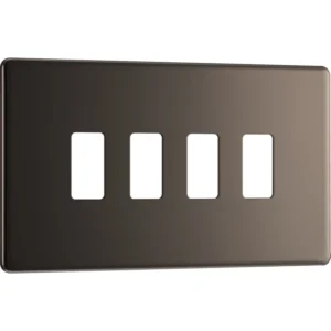 BG Screwless Flatplate 4 Module Black Nickel Front Plate