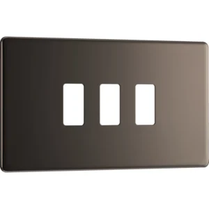 BG Screwless Flatplate 3 Module Black Nickel Front Plate
