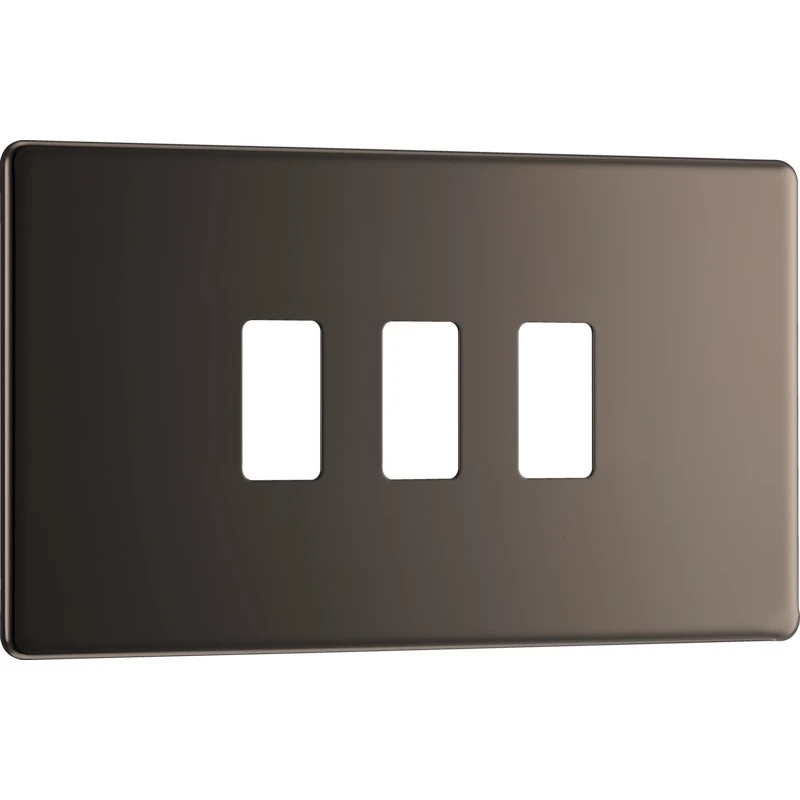 BG Screwless Flatplate 3 Module Black Nickel Front Plate - Image 3