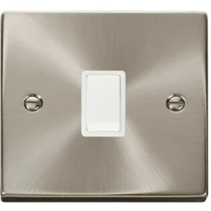 Victorian Satin Chrome White Insert 20A Double Pole Plate Switch
