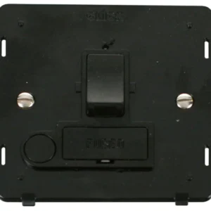 Black 13A Double Pole Switched Fused Connection Unit With Optional Flex Outlet Black Insert