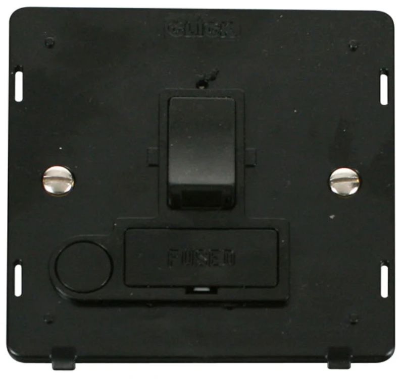 Black 13A Double Pole Switched Fused Connection Unit With Optional Flex Outlet Black Insert - Image 2