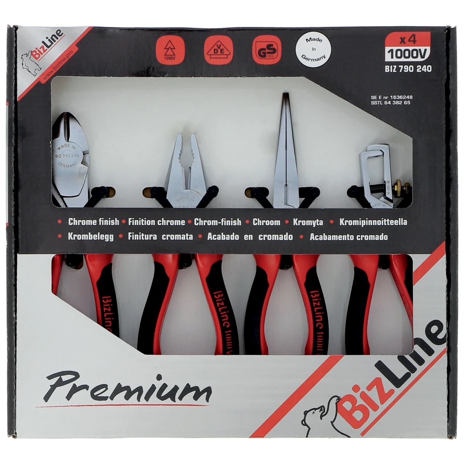 Bizline Premium 1000 V Insulated Pliers Set - 4 Pack