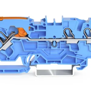 Wago 3-Conductor Through Terminal Block With Lever And Push-In Cage Clamp 4mm With Test Port Suitable For Ex I Applications Side And Center Marking For Din-Rail 35 X 15 And 35 X 7.5 Push-In Cage Clamp 4mm Blue