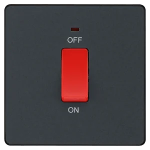 BG Evolve PCDMG74B 45A 1 Gang Switch with LED Matt Grey