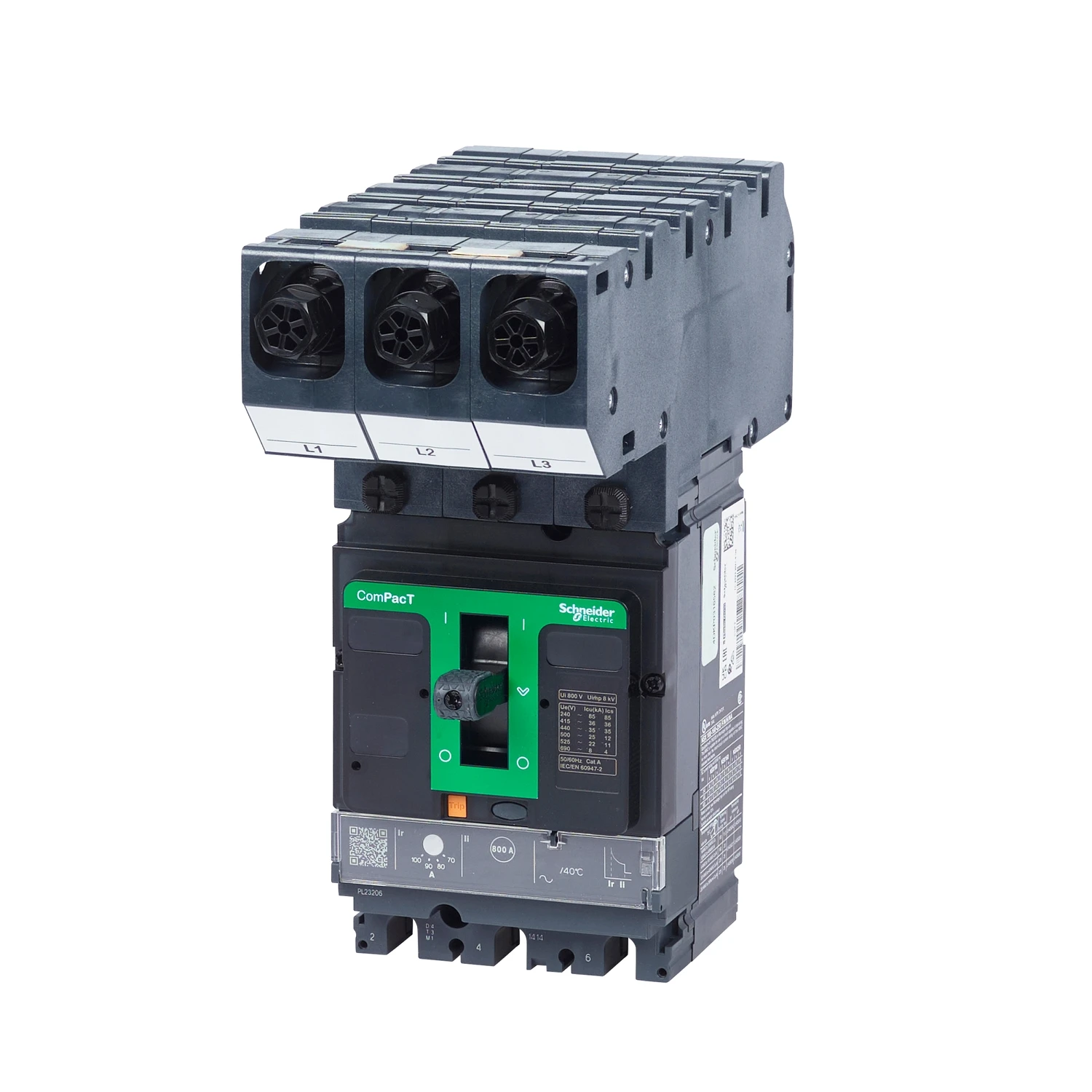 Schneider MCCB Powerpact 4 3 Pole Icu 36Ka Tmd Thermal Magnetic Trip Unit 100A Rating