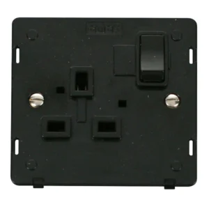 Socket Interior 1 Gang Double Pole Switched 13A Black