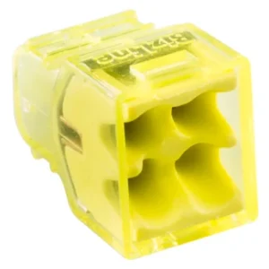 Bizline Christa'l Mini Push-in Wire Connector 4 Way 24A for up to 2.5mm Cables - Yellow - Pack of 100