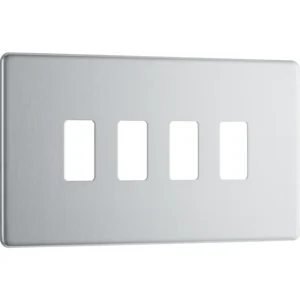 BG Screwless Flatplate Brushed Steel 4 Module Front Plate