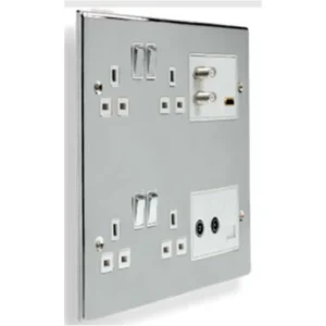 Polished Chrome Part Furnished Front Plate - 4 x 13A DP Switched Socket Outlets & Apertures
