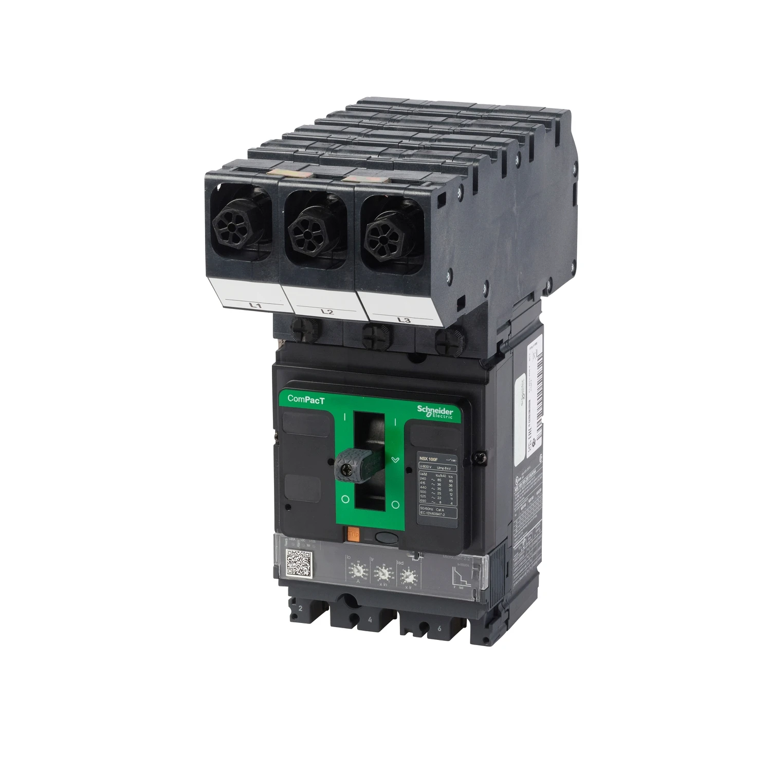 Schneider MCCB Powerpact 4 3 Pole Icu 36Ka Micrologic 2.2 Electronic Trip Unit 100A Rating - Image 2