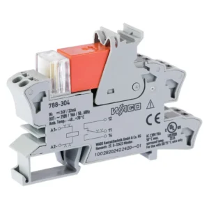 Wago Relay Module Nominal Input Voltage: 24 VDC 1 Changeover Contact Limiting Continuous Current: 16 A Red Status Indicator Module Width: 15mm 2.5mm² Grey