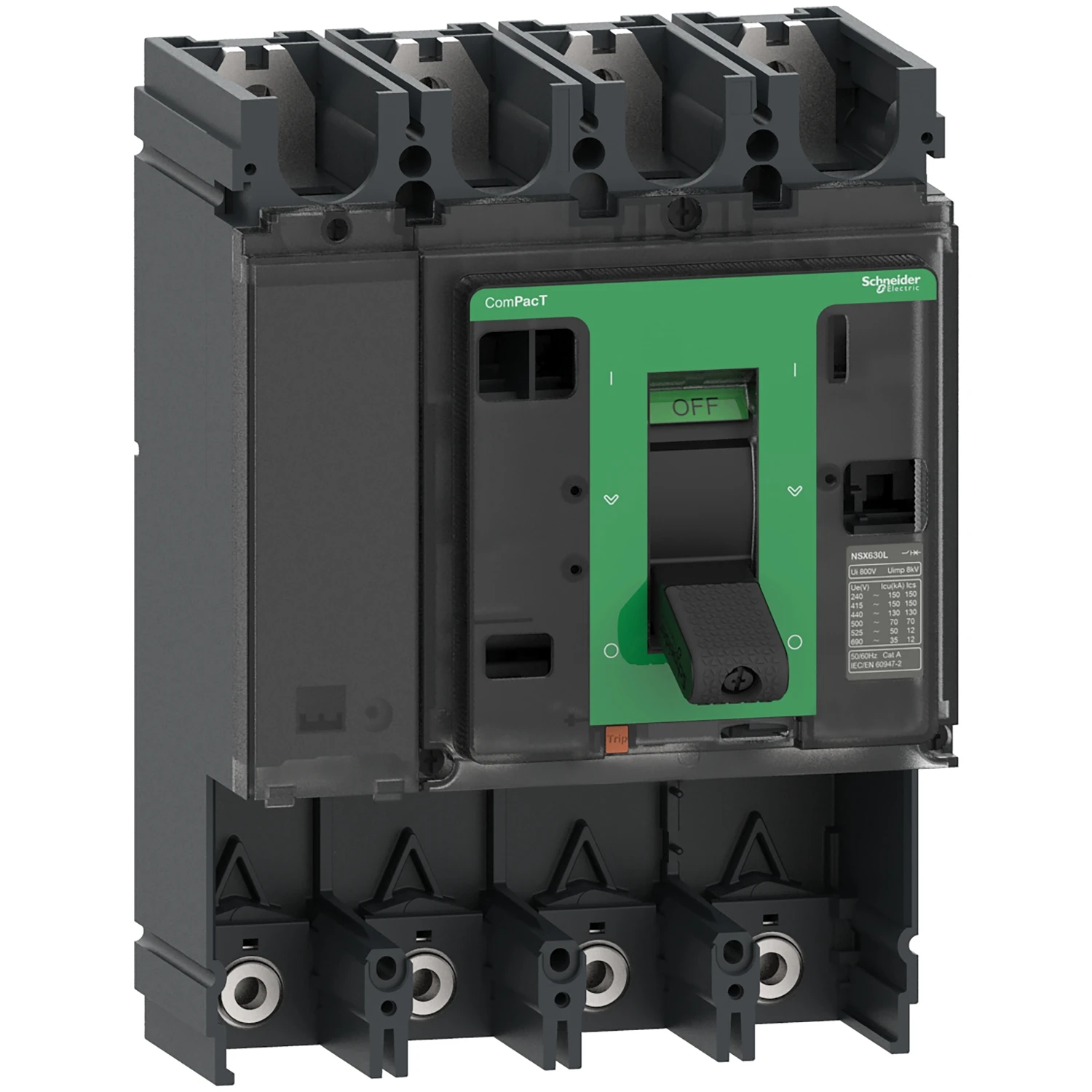 Circuit Breaker basic frame, ComPacT NSX630N, 50 kA at 415 VAC 50/60 Hz, 630 A, without Trip Unit, 4 poles