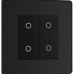 BG Evolve, Matt Black, Double Touch Dimmer Switch, 2 Way, Secondary, Trailing Edge 200W
