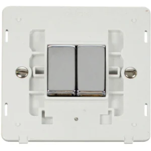 Switch Interior Ingot 2 Gang 2 Way 10AX Polar White Chrome