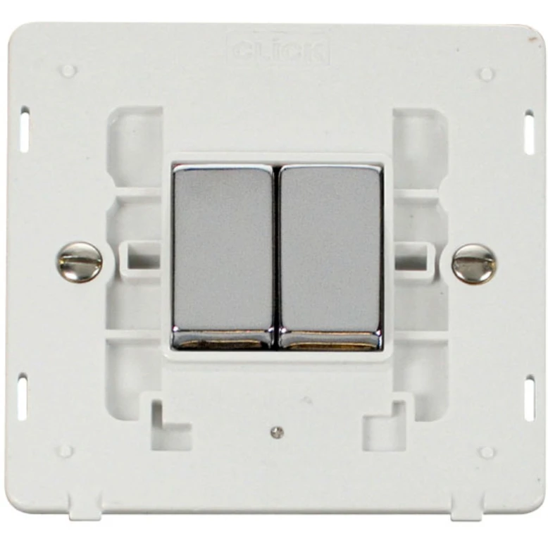 Switch Interior Ingot 2 Gang 2 Way 10AX Polar White Chrome