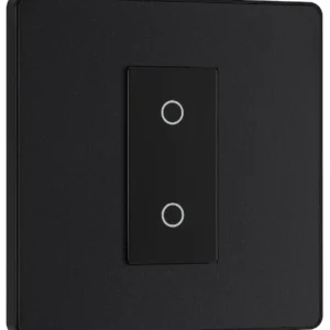 BG Evolve, Matt Black, Single Touch Dimmer Switch, 2 Way, Master, Trailing Edge 200W