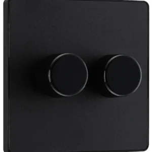 BG Evolve, Matt Black, Double Dimmer Switch, 2 Way, Trailing Edge 200W