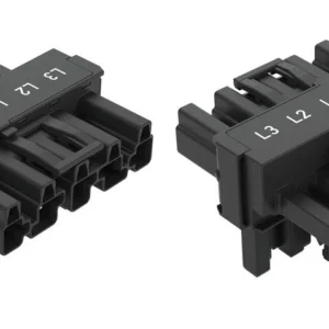 Wago T-Distribution Connector 5-Pole Cod. A 1 Input 2 Outputs 3 Locking Levers For Flying Leads Black