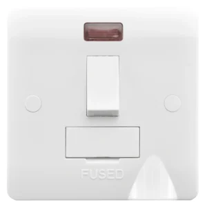Verve HM2076 13A Switched Fused Spur Connection Unit White c/w Neon Indicator & Flex Outlet