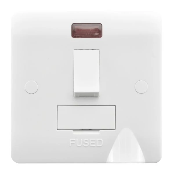 Verve HM2076 13A Switched Fused Spur Connection Unit White c/w Neon Indicator & Flex Outlet - Image 3