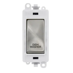 Click Gridpro Switch DP Module - White Insert 20AX Satin Chrome Printed Dishwasher