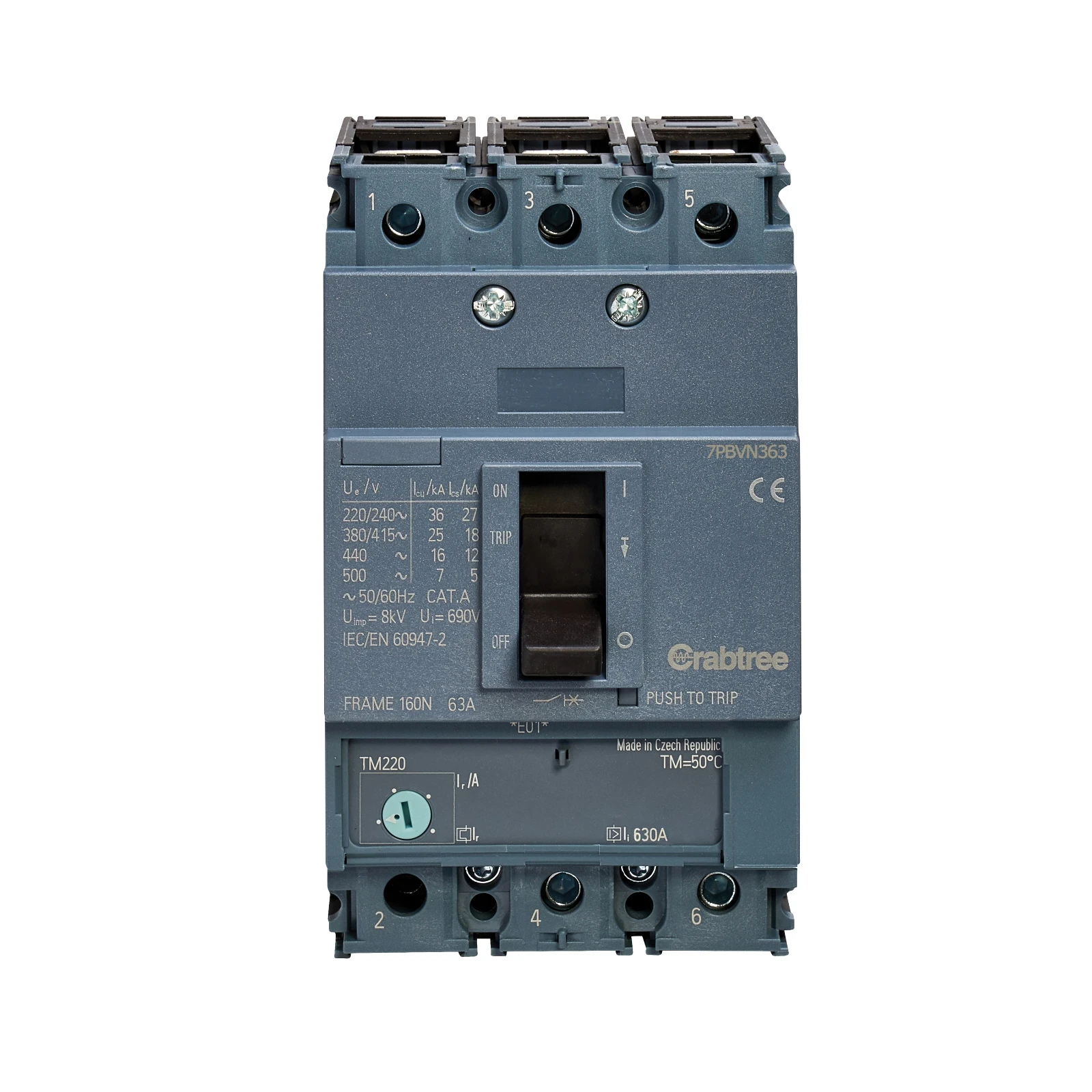 63A 25kA 3P 7PBV MCCB ATFM c/w Box Terminals - Image 3