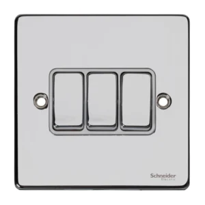 Ultimate Low Profile 2-Way Plate Switch 3 Gangs Chrome