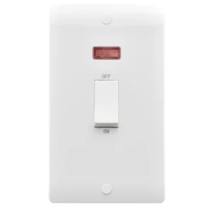Verve HM2053 50A Vertical Double Pole Switch White + Neon
