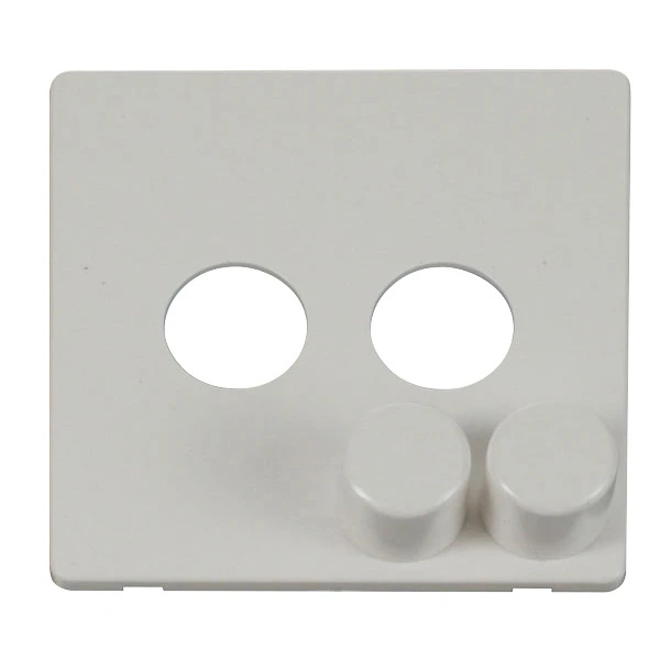 Front Plate 2 Gang Dimmer Switch Polar White - Image 2
