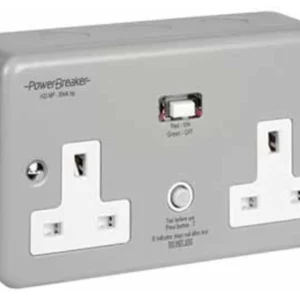 Socket Twin Passive RCD Double 30mA Metal