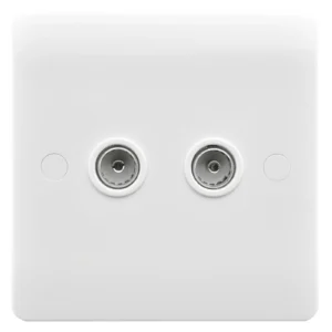 Verve HM2082 2 Gang Twin Non-Isolated Coaxial TV Socket White (Non Isolated)