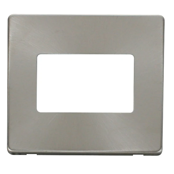 Front Plate 1 Gang 3 Aperture Brushed Stainless - Image 2