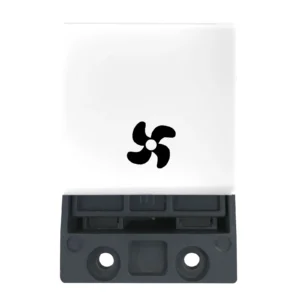 Verve HM3116FN Micro Grid 1G 20A DP 2 Gang Rocker Fan Symbol White