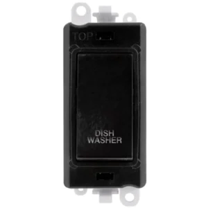 Click Gridpro Dishwasher Laser Etched Legend Black Frame 20AX Black Double Pole Switch Module